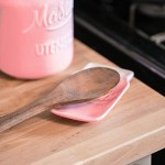 Pink Ceramic Kitchen Mason Jars - 3-Piece Vintage Kitchenware Set - Measuring Cups, Measuring Spoons, Spoon Rest | Retro & Farmhouse Decor | Baking Supplies, Rustic Home Accessory by Goodscious