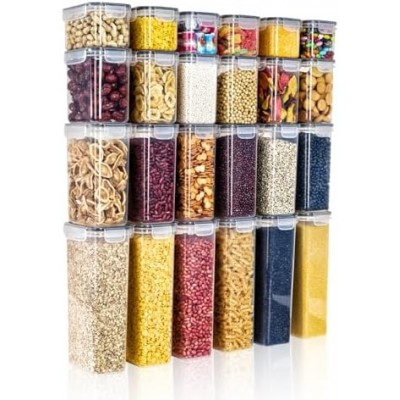 GOMINIMO Airtight Food Storage Containers with Lids, 7 pcs Pantry Storage Containers, BPA Free Food Canister for Dry Food, Cereals, Flour, Sugar, Ideal for Storage & Dishwasher Safe