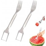 2-In-1 Stainless Steel Watermelon Fork Cutter,2024 New Stainless Steel Fruit Cutter,Dual Head Watermelon Slicer Knife,Kitchen Cutter Knife For Family