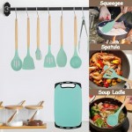 Cookware Set for Kitchen, 19 Kitchenware Set with 11 Non-Stick Silicone Heat Resistant Kitchen Gadgets, 5 Anti-Rust Stainless Steel Sharp Kitchen Knife Set, Scissors and Chopping Board