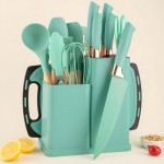 Cookware Set for Kitchen, 19 Kitchenware Set with 11 Non-Stick Silicone Heat Resistant Kitchen Gadgets, 5 Anti-Rust Stainless Steel Sharp Kitchen Knife Set, Scissors and Chopping Board