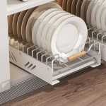 Pull Out Dish Racks Fixed with Adhesive Film, Slide Out Dish Drying Rack for Kitchen Cabinets, Pull Out Cabinet Organizer, Heavy Duty Slide Out Pantry Drawers with Handle (Dishes Rack)