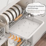 Pull Out Dish Racks Fixed with Adhesive Film, Slide Out Dish Drying Rack for Kitchen Cabinets, Pull Out Cabinet Organizer, Heavy Duty Slide Out Pantry Drawers with Handle (Dishes Rack)