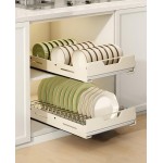 Pull Out Dish Racks Fixed with Adhesive Film, 2 Pack Pull Out Cabinet Organizer, Heavy Duty Slide Out Pantry Drawers for Kitchen Cabinet, Slide Out Drawer Organizer for Pantry (Bowl Dishes Rack)