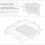 Expandable Dish Drying Rack, Over The Sink Retractable Dish Drying, Large Space Stainless Steel Dish Strainer with Cup & Utensil Holder
