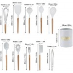 Silicone Kitchen Utensil Set,11Pcs White Silicone Kitchenware Kit Non‑Stick Kitchen Utensils with Storage Box Kitchen Utensils with Wooden Handle and Holder Silicone Kitchen Cooking Utensil Set