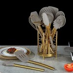 Gold Kitchen Utensils Set, Berglander 38 Pieces Non-stick Silicone Cooking Tools Spoon Spatula Set With Sturdy Stainless Steel Utensil Holder, Dishwasher Safe
