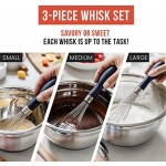 Chef Pomodoro Kitchen Whisk 3-Piece Set, Stainless Steel Wire Balloon Whisk Utensil, Baking Wisk Kitchenware Cooking Tool