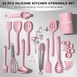 Umite Chef Kitchen Utensils Set, 22Pcs Silicone Cooking Utensils Set, Heat Resistance Silicone Ktchen Spatulas Set with Holder, Cooking Gadgets Tools Set for Nonstick Cookware, Dishwasher Safe(Pink)