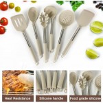 Kitchen Utensils Set-Silicone Cooking Utensils-32pcs Non-Stick Silicone Cooking Kitchen Utensils Spatula Set with Holder-Best Kitchen Cookware with Stainless Steel Handle (Khaki)