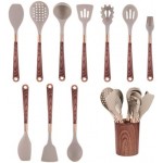 Generic 11 Pcs Kitchen Utensils Set, 446oF Heat Resistant And Nonstick, Utensil Set with Holder, Nonstick Kitchenware Silicone Cooking Utensil Set, Non Toxic & BPA-Free, medium, Khaki, MS267