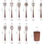 Generic 11 Pcs Kitchen Utensils Set, 446oF Heat Resistant And Nonstick, Utensil Set with Holder, Nonstick Kitchenware Silicone Cooking Utensil Set, Non Toxic & BPA-Free, medium, Khaki, MS267