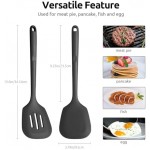 U-Taste 34.5cm Cooking Turners: 315℃ Heat Resistant Solid & Slotted Silicone Spatula Flipper, 9.5cm Wide & Large Rubber Kitchen Utensil for Nonstick Cookware (Black, 2 PCS)