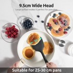 U-Taste 34.5cm Cooking Turners: 315℃ Heat Resistant Solid & Slotted Silicone Spatula Flipper, 9.5cm Wide & Large Rubber Kitchen Utensil for Nonstick Cookware (Black, 2 PCS)