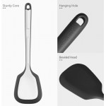 U-Taste 34.5cm Cooking Turners: 315℃ Heat Resistant Solid & Slotted Silicone Spatula Flipper, 9.5cm Wide & Large Rubber Kitchen Utensil for Nonstick Cookware (Black, 2 PCS)