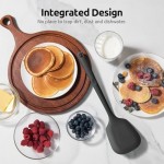 U-Taste 34.5cm Cooking Turners: 315℃ Heat Resistant Solid & Slotted Silicone Spatula Flipper, 9.5cm Wide & Large Rubber Kitchen Utensil for Nonstick Cookware (Black, 2 PCS)