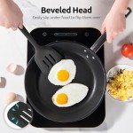 U-Taste 34.5cm Cooking Turners: 315℃ Heat Resistant Solid & Slotted Silicone Spatula Flipper, 9.5cm Wide & Large Rubber Kitchen Utensil for Nonstick Cookware (Black, 2 PCS)