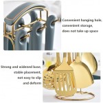 7 Pcs 304 Stainless Steel Kitchen Utensils Set with Heat Resistant Ceramic Handle Metal Cooking Utensils Kitchenware Cookware Set Dishwasher Safe with Hanging Shelf BPA Free, White Gold