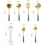 7 Pcs 304 Stainless Steel Kitchen Utensils Set with Heat Resistant Ceramic Handle Metal Cooking Utensils Kitchenware Cookware Set Dishwasher Safe with Hanging Shelf BPA Free, White Gold