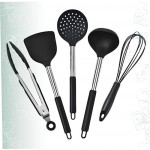 CIYODO 5pcs Silicone Cookware Heat Resistant Kitchen Cooking Utensil Kitchen Baking Supplies Dishwasher Kit Kitchen Utensil Practical Kitchenware Nonstick Cooking Supplies Black
