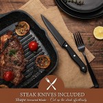 Hiware 24 Pieces Matte Black Silverware Set with Steak Knives for 4, Stainless Steel Flatware Cutlery Set, Hand Wash Recommended
