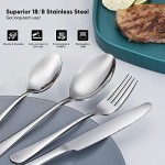 48-Piece Silverware Set, Food-Grade Stainless Steel Flatware Set, Kitchen Cutlery Set for Home Office Restaurant Hotel, Mirror Finish, Dishwasher Safe (Silver 48pcs) (48)