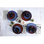 Gibson Home 109536.16R Reactive Stoneware Soho Round Dinnerware Set, Blue, 16 Piece