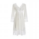 Guiruo Brand Sexy Velvet Mesh Flare Sleeves Comfortable Long Sleeve Lace Nightwear Women's Home Fur Set P2939