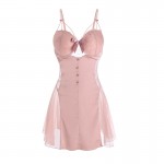 Gorgeous Spring and Summer Sexy Backless Temptation Chest Cushion Steel Ring Suspender Sleeping Dress Ice Silk Outer Robe Women's Home Fury Set 3142