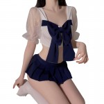 Gorgeous Campus Style Sexy Waistless Sweetheart Bow Tie Free from temptation Student Role Playing Uniform Set 3512