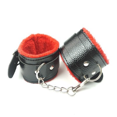 SM Adult Sex Fun Leather Plush Handcuffs Alternative Couple Toy Binding Fun Bed Strap Props