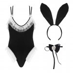 Gorgeous and Sexy Velvet Women's Fun Underwear with One Piece Hidden Buckle Open Stop Role Playing Rabbit Girl Set 590