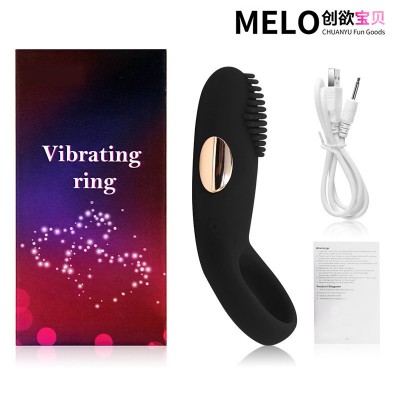 Male vibrating lock ring USB charging silicone penis ring electric vibrating ring in stock at foreign trade factory