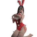 Gorgeous Velvet Sexy Open Hip Fur Ball Decoration Rabbit Girl Pure Desire One Piece Christmas Uniform Fun Set 2491