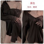 Gorgeous Spring/Summer Sexy Loose Size Boyfriend Style Solid Color Shirt Pure Desire Temptation Sleeping Skirt Home Suit Set 1902