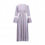 Guiruo Brand Sexy Suspended Sleeping Dress Bowknot Women's Leisure Breathable Lace Satin Home Furnishing Set J2629