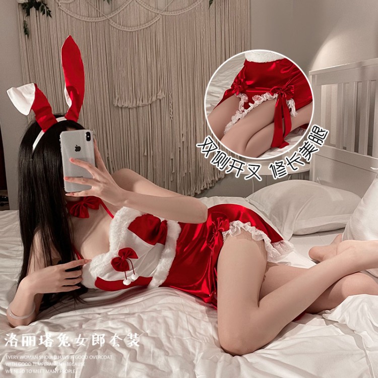 Guiruo Brand Fun Lingerie Sexy Christmas Dress Uniform Sexy Hot Backless Rabbit Girl Set 2435