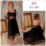 Guiruo French Sexy Deep V Pure Desire Chest Cushion Strap Private Room Sleeping Dress Simple Outer Robe Women's Home Suit Set 2983