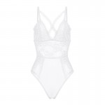 Guiruo Fun Lingerie Sexy Deep V Perspective Attractive Opening No Take Off One Piece Dress Lace Hollow out Uniform Set 137