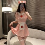 Guiruo Fun Lingerie Sweet Lacing Bow Passionate Nurse Dress Role Playing Pure Desire Uniform Set 2583