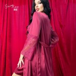 Guiruo Sexy Deep V Hollow Hanging Neck Satin Sleeping Dress Lace up Outer Robe Women's Home Suit Set Amazon 9651