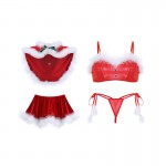 Guiruo Autumn and Winter Fun Lingerie, Velvet Three Point Shawl, New Year's Dress, Role Playing Uniform Set, Foreign Trade 19084