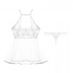 Guiruo New Sexy Perspective Nightwear Hanging Neck Mesh Seduction Hot Nightwear Set Foreign Trade Quality Issuing 323