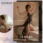Guiruo Fun Underwear Sexy Lace Strap Tight Bodysuit Dress Uniform Sleeping Dress Home Suit Set 815