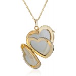 14k Yellow Gold-Filled Engraved Four-Picture Heart Locket Necklace, 20&#34;