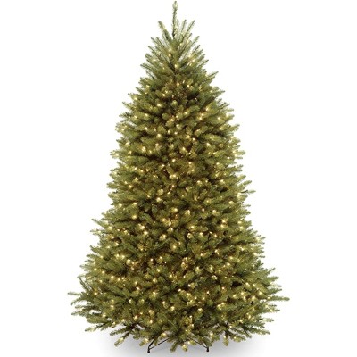 National Tree Company Pre-Lit Artificial Full Christmas Tree, Green, Dunhill Fir, White Lights, Includes Stand, 7.5 Feet