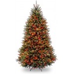 National Tree Company Pre-Lit Artificial Full Christmas Tree, Green, Dunhill Fir, Multicolor Lights, Includes Stand, 7.5 Feet