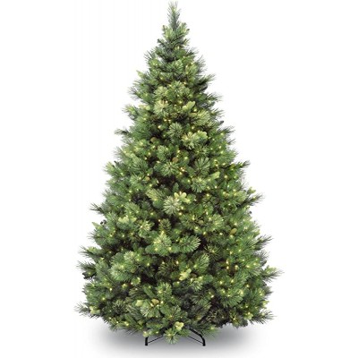 National Tree Company &#39;Feel Real&#39; Pre-lit Artificial Christmas Tree | Includes Pre-strung White Lights | Flocked with Cones | Carolina Pine - 6.5 ft