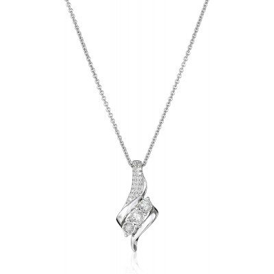 Amazon Collection Diamond 3 Stone Pendant Necklace (1/4 cttw), 18&#34;