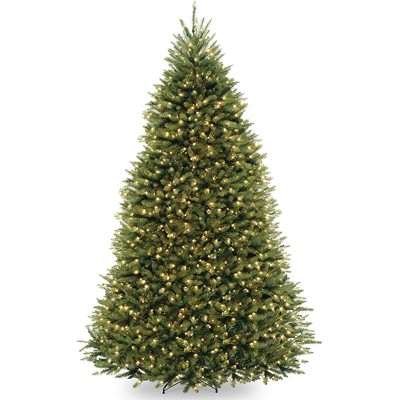 National Tree Company Pre-Lit Artificial Full Christmas Tree, Green, Dunhill Fir, White Lights, Includes Stand, 9 Feet